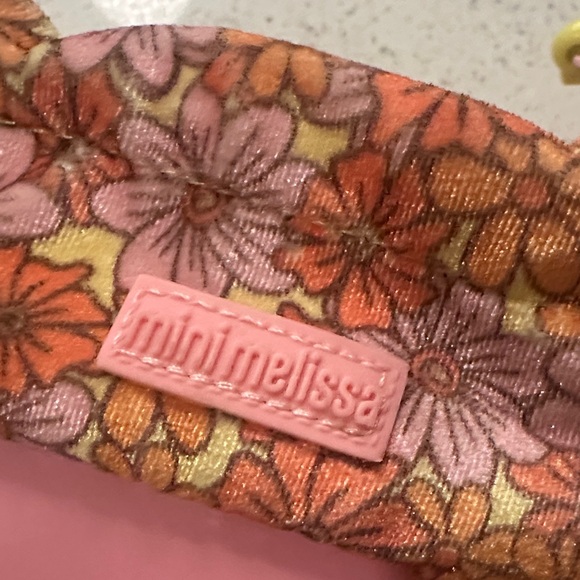 Mini Melissa Rain Boots Pink Floral with Yellow Soles size 11 - Picture 6 of 7